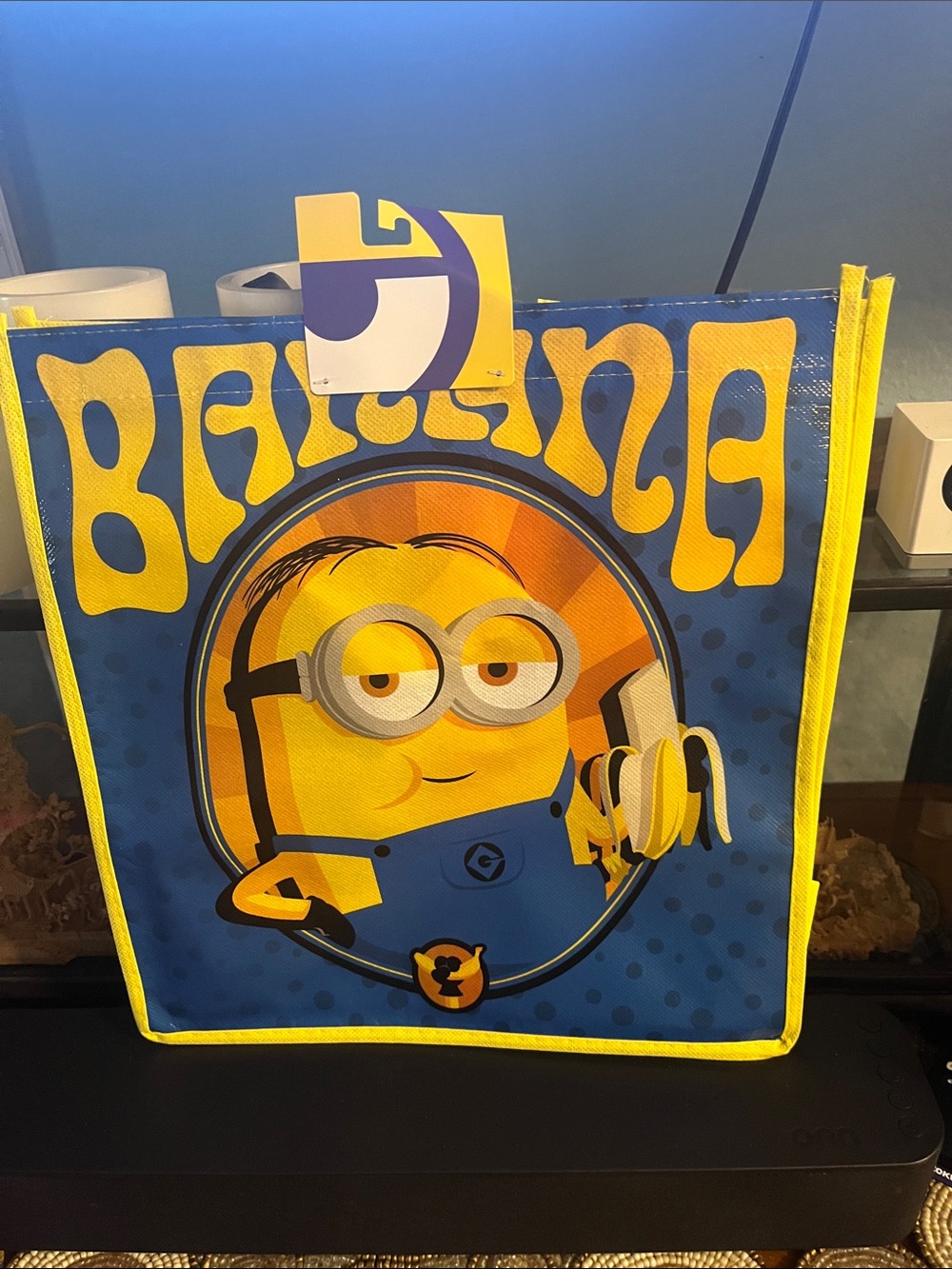 Banana-Themed Yellow & Blue Gift Tote Bag - Animated Character Print